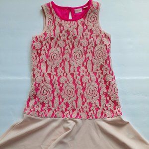 Ted Baker Girls Dress Pink Sleeveless Lace Size 8